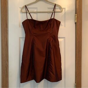 DANIELLE BERNSTEIN Rich Brown Mini Dress with Adjustable Straps